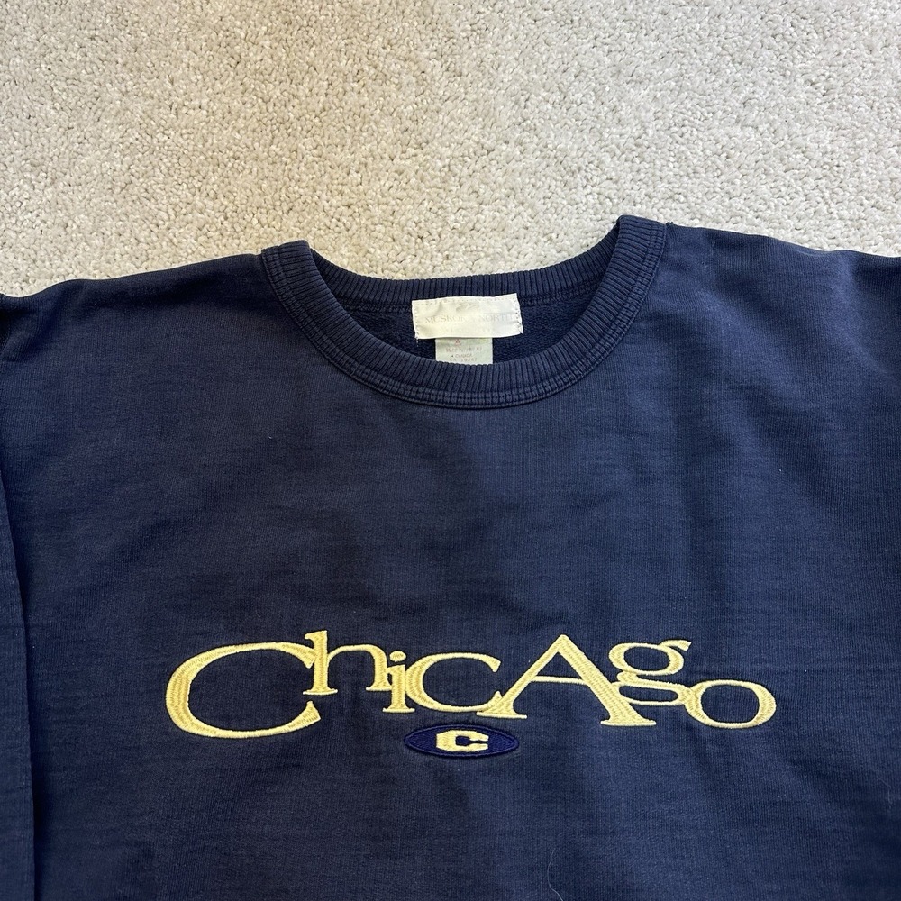 Vintage 90s Chicago Embroidered Patch Crewneck Pullover Sweatshirt USA - XL